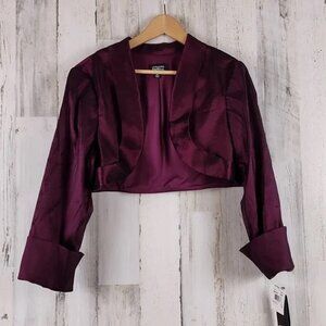 Adrianna Papell plum tafetta special occasion cropped jacket Size 18 NWT
